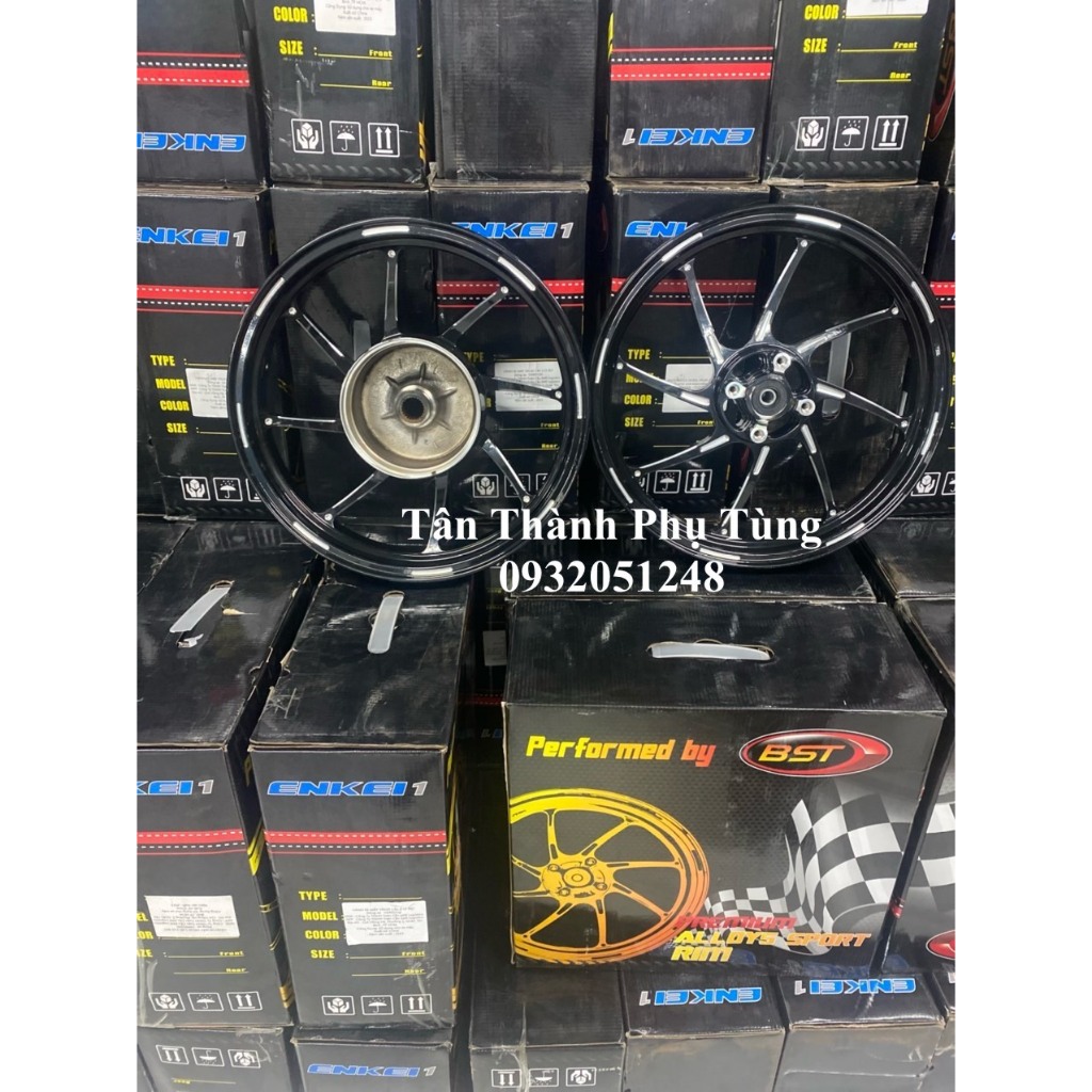 Mâm Vario CNC 8 cây BST: Đen bóng, Cam