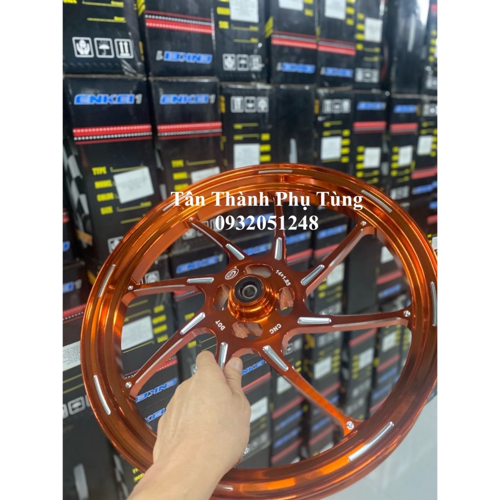 Mâm Vario CNC 8 cây BST: Đen bóng, Cam