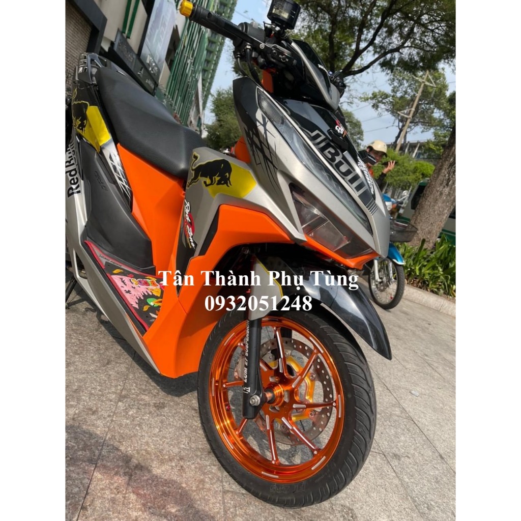 Mâm Vario CNC 8 cây BST: Đen bóng, Cam