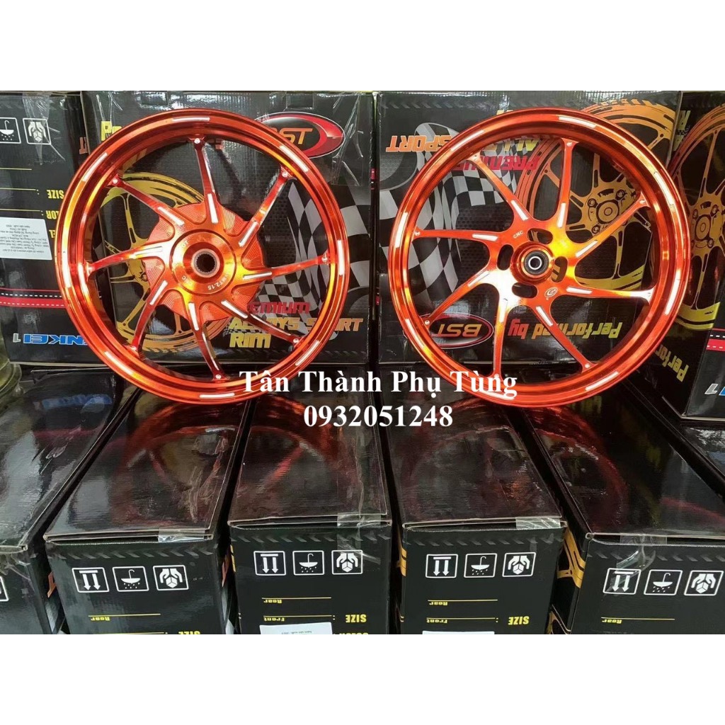 Mâm Vario CNC 8 cây BST: Đen bóng, Cam