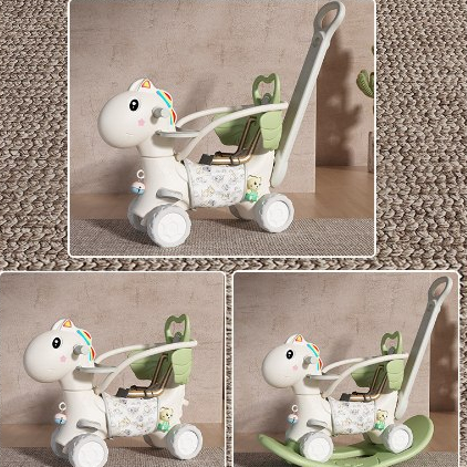 Ngựa bập bênh cho bé 2in1 lại là xe chòi chân tặng kèm :điện thoại gấu có nhạc,có dây đai kéo,có đệm yên ngồi cho bé.