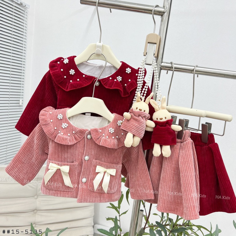 Set váy dạ tặng kèm túi dễ thương cho bé gái 12-23kg