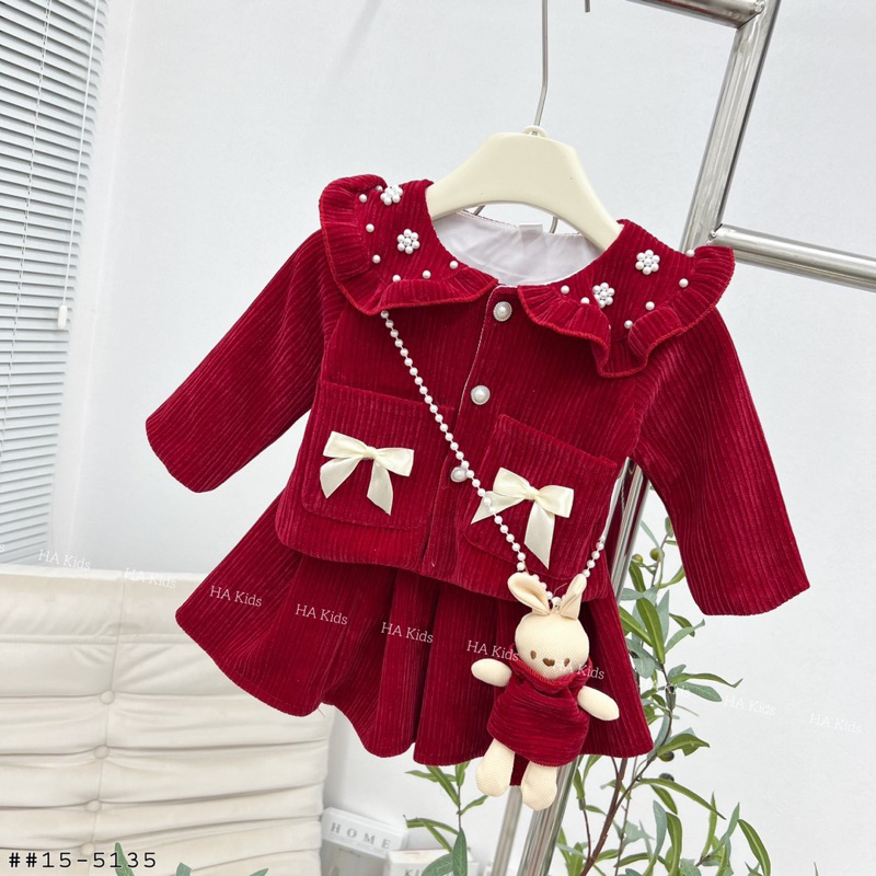 Set váy dạ tặng kèm túi dễ thương cho bé gái 12-23kg