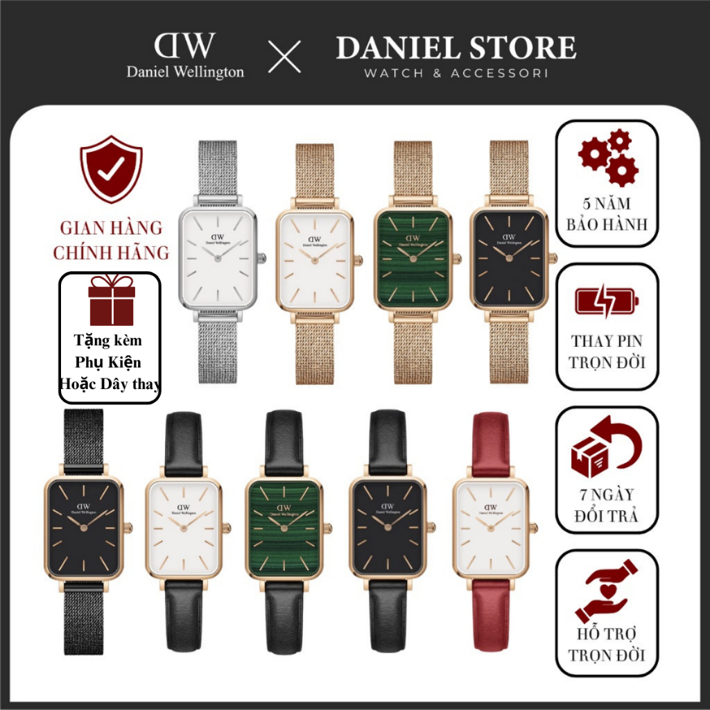 Đồng Hồ Nữ Daniel Welington Nữ QUADR.O PRESSED Dây Mesh 20x26mm - Danielwatchstore.