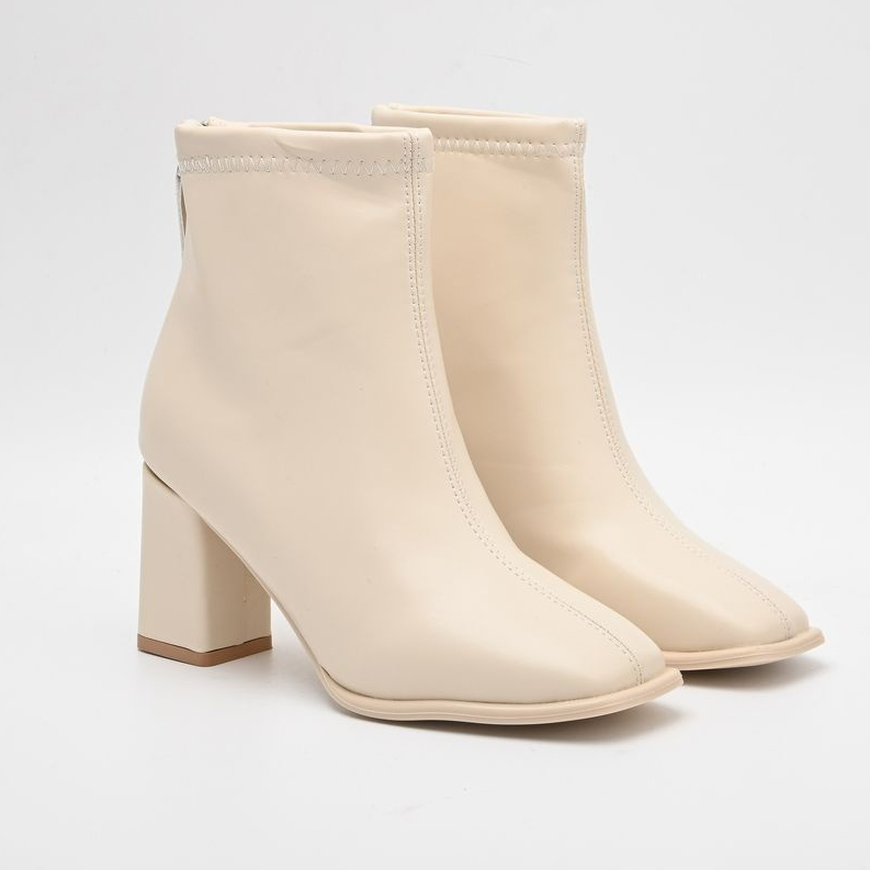 Boot da lì mũi vuông khóa sau gắn dây da gót vuông da 7p mymy shoes 5261