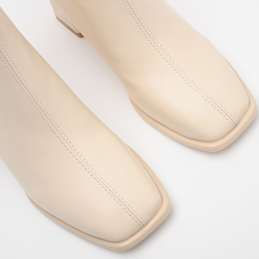 Boot da lì mũi vuông khóa sau gắn dây da gót vuông da 7p mymy shoes 5261