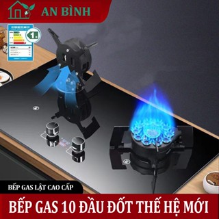 Bếp Gas Đôi 10 Đầu Đốt , Bếp đôi,Bếp Ga Lật Tặng Kiềng Chống Gió