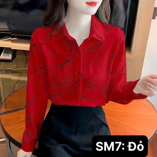 Áo sơ mi họa tiết, áo sơ mi dành cho nữ kiểu dáng trẻ trung , phong cách