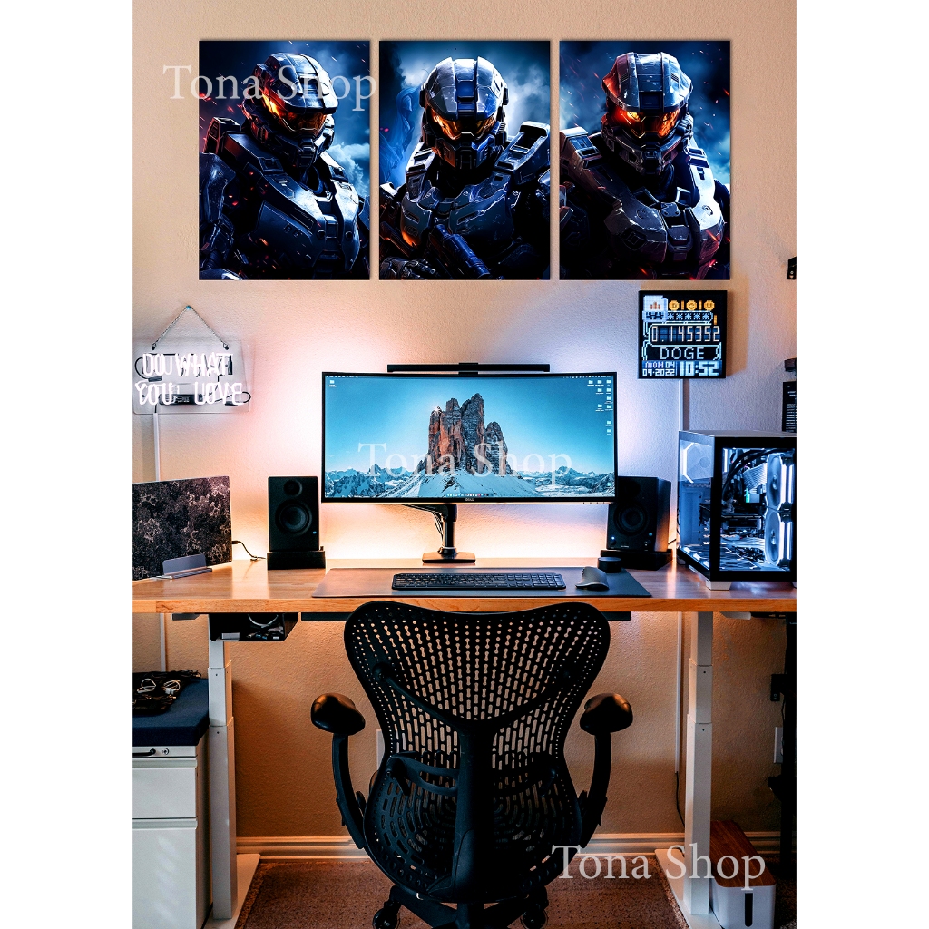 Poster, tranh ảnh dán tường Chiến Binh - Game Halo. Kích thước A3, A4. Decor phòng, góc làm việc, gó