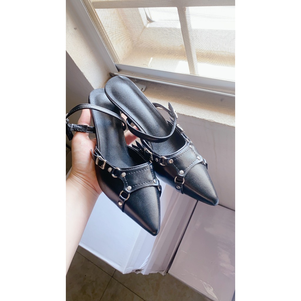 Giày cao gót mũi nhọn không gót đế 7cm mã T15