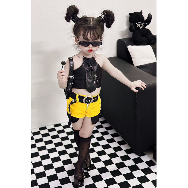 Sét áo cà vạt và quần kaki cho bé gái 7-41kg