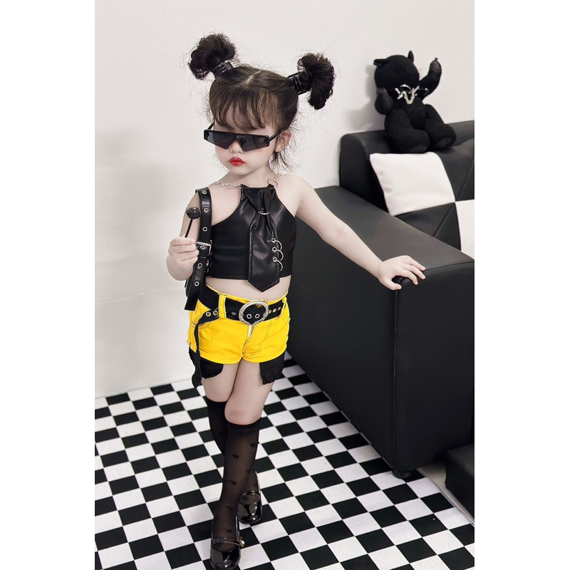 Sét áo cà vạt và quần kaki cho bé gái 7-41kg