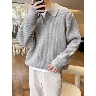 Áo sweater len nam chui đầu có khoá kéo nửa  AL38 M.RO mặc thường ngày mùa thu đông Mrhero