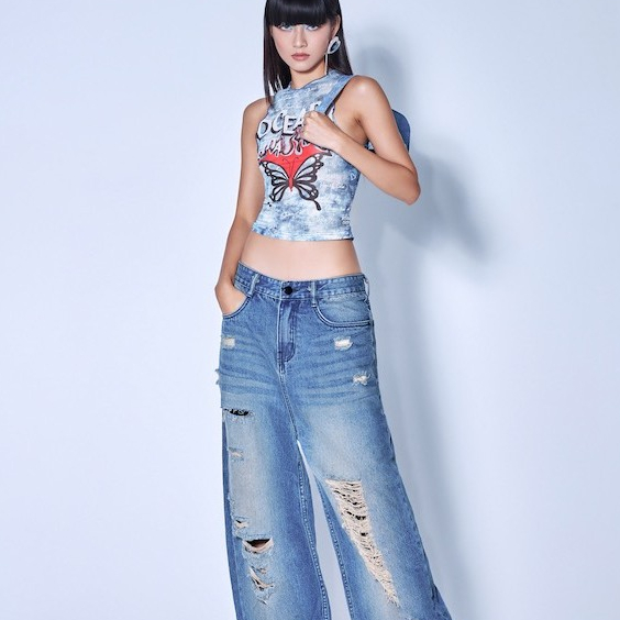 Oceana London - Quần Baggy Bright Blue Jeans