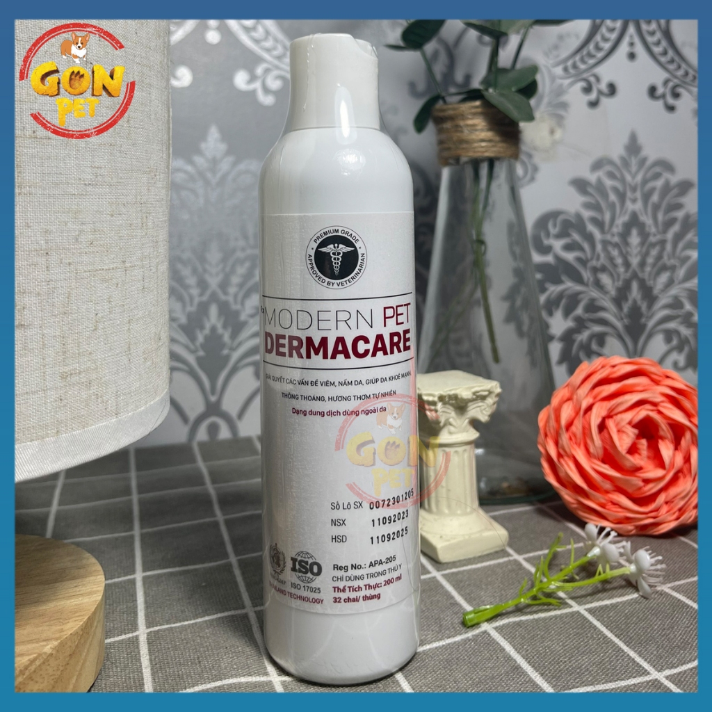 Dầu Tắm Modern Pet Dermacare 200ml, Hỗ Trợ Viêm Da, Nấm Da Cho Thú Cưng