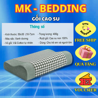 Gối cao su non người lớn họa tiết kẻ caro nhiều màu kèm vỏ gối - kích thước 30x50cm