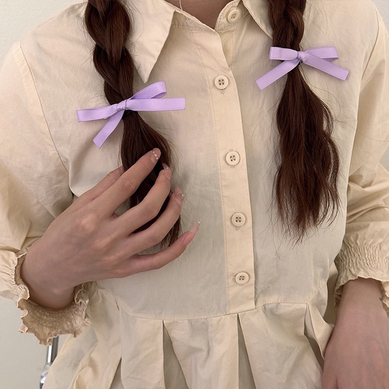 Set 2 chiếc kẹp nơ ruy băng cute nhiều màu sắc N93