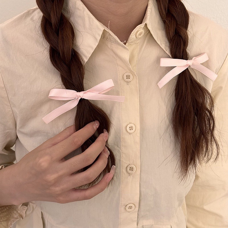 Set 2 chiếc kẹp nơ ruy băng cute nhiều màu sắc N93