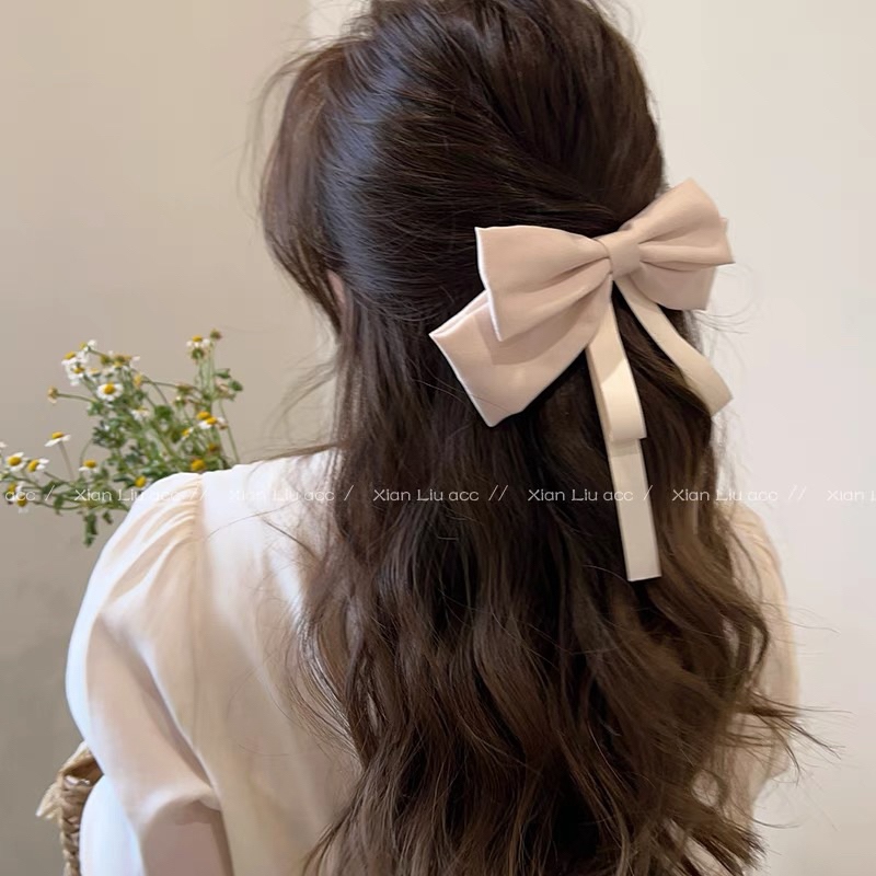 Nơ kẹp tóc thiết kế cách điệu tua dài dễ thương ba màu N91