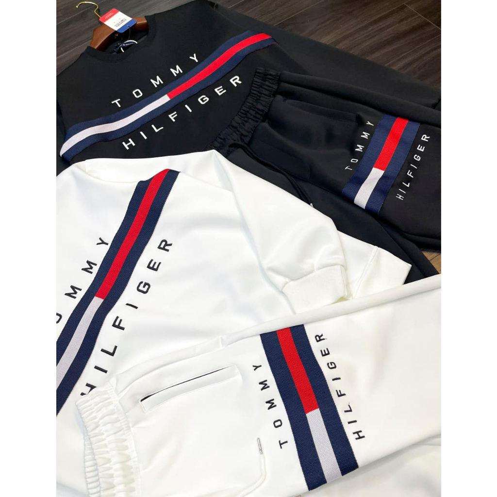 Bộ Thu Đông Tommy Dòng chữ Tommy IN ngang ngực  Nam Thu Đông Hot ,Bộ Tommy dài tay nam chất liệu Nỉ nhung dày dặn