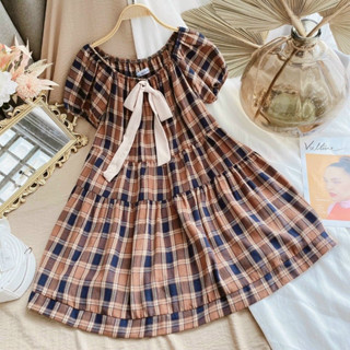 ĐẦM CARO BABY DOLL TRỄ VAI ĐUÔI CÁ TRẺ TRUNG NĂNG ĐỘNG