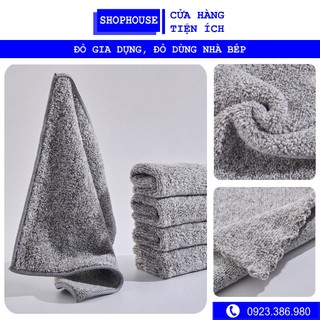 Combo 5 Khăn lau bếp đa năng sợi than tre KT 25x25cm thấm hút tốt