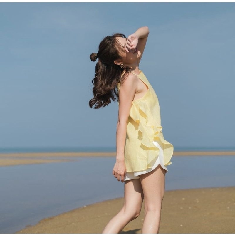 Áo 2 dây LINEN thiết kế bèo 2 bên thân áo - LA JOLLA TOP