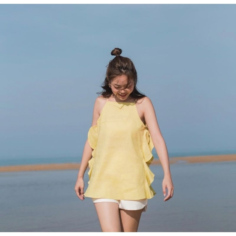 Áo 2 dây LINEN thiết kế bèo 2 bên thân áo - LA JOLLA TOP