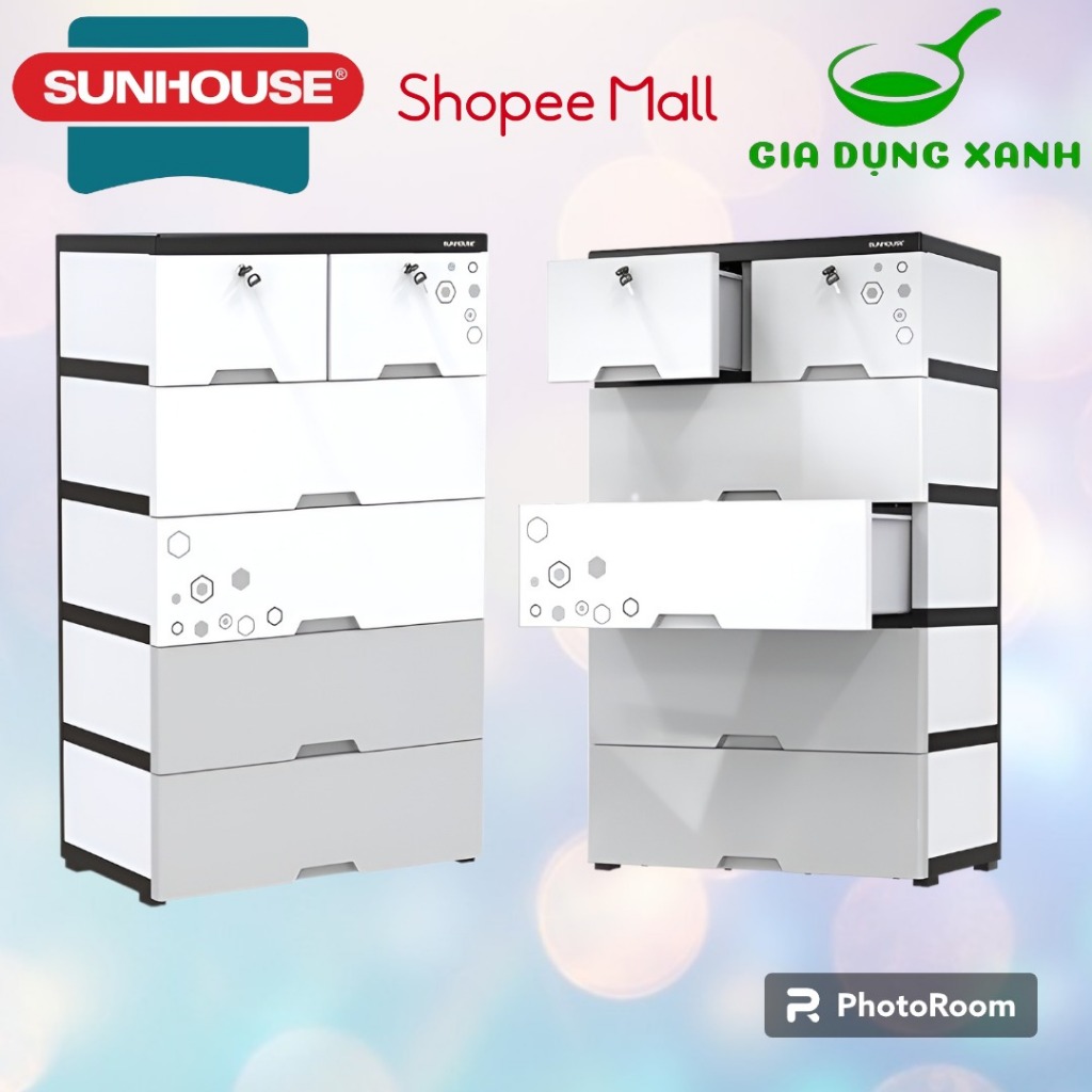 Tủ nhựa đôi 6 ngăn Happy Family Sunhouse KS-CA688F6 hàng chính hãng