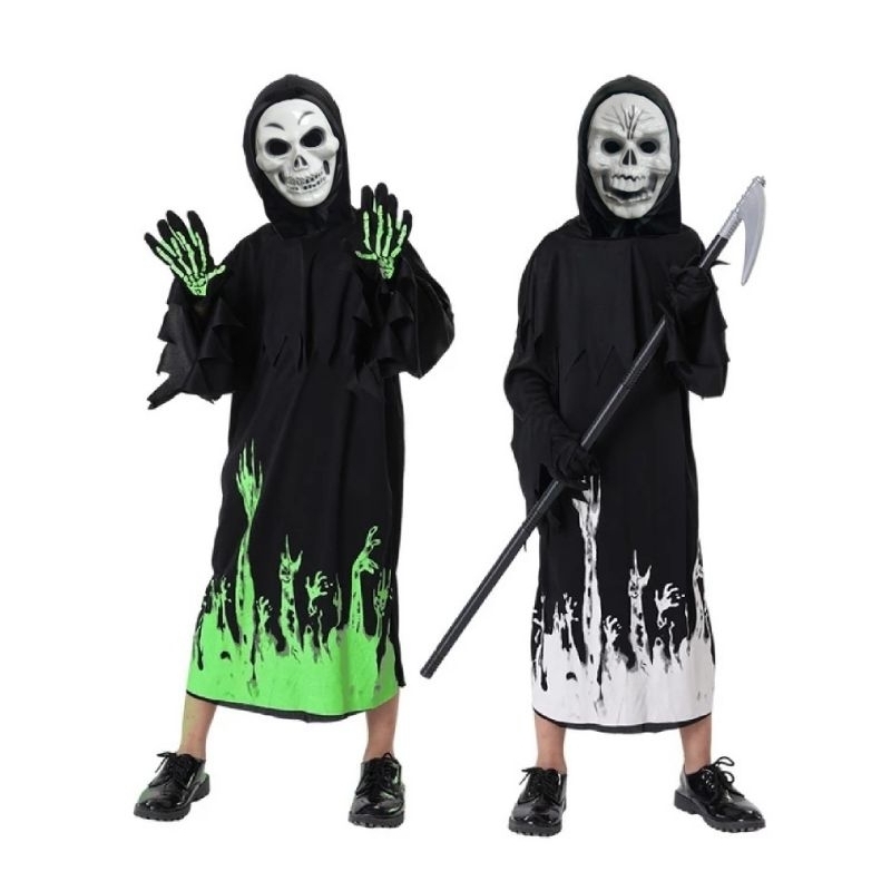 Set áo choàng, mặt nạ, bao tay, lưỡi hái hoá trang thần chết. Halloween