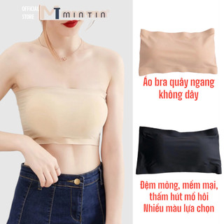 Áo Bra Nữ [Hồng Xù] Trơn Áo Ngực Quây Ngang Không Dây Su Đúc Bàn Tay Nâng Ngực - Áo Bra Nữ Su Quây Không Dây