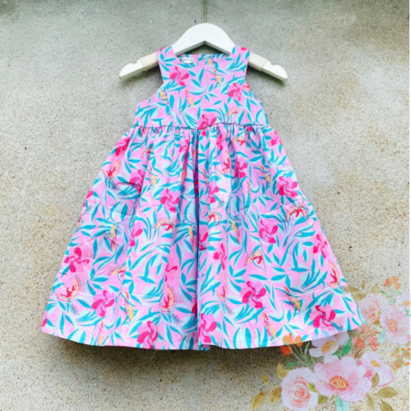 Váy đầm bé gái LALA, hở lưng 3 nút sau, chất thô cotton mềm mát, 6 màu