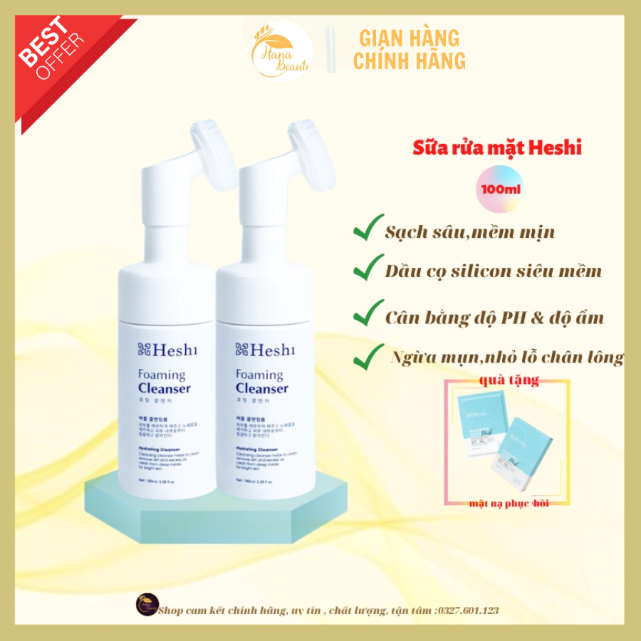 Sữa rửa mặt HESHI, sữa rửa mặt dịu nhẹ làm sạch sâu Foaming Cleanser