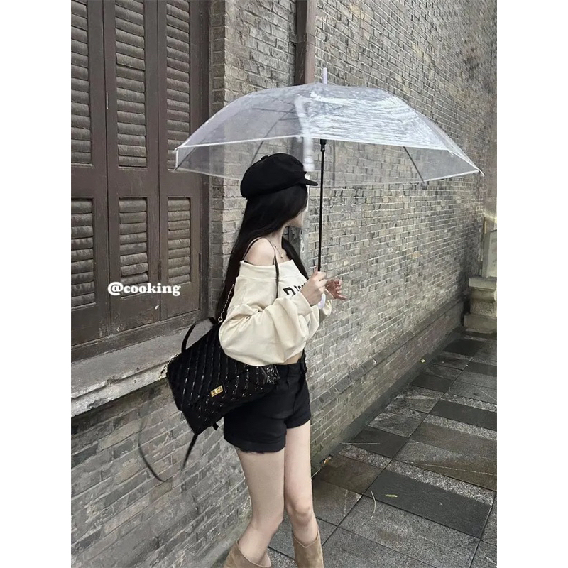 Áo Nỉ Nữ Dài Tay Trễ Vai Thời Trang Hàn