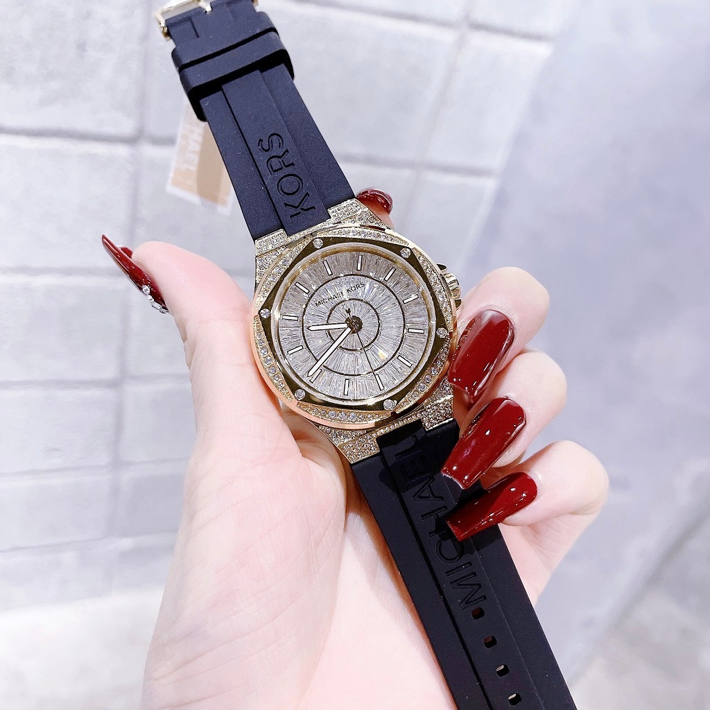 Đồng Hồ Nữ Michael Kors MK7247 Dây Silicone Đen Vỏ Gold Size 41mm