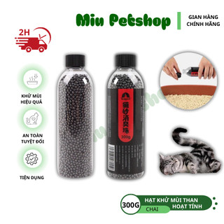 Hạt khử mùi cát mèo than hoạt tính. chai 300gr.