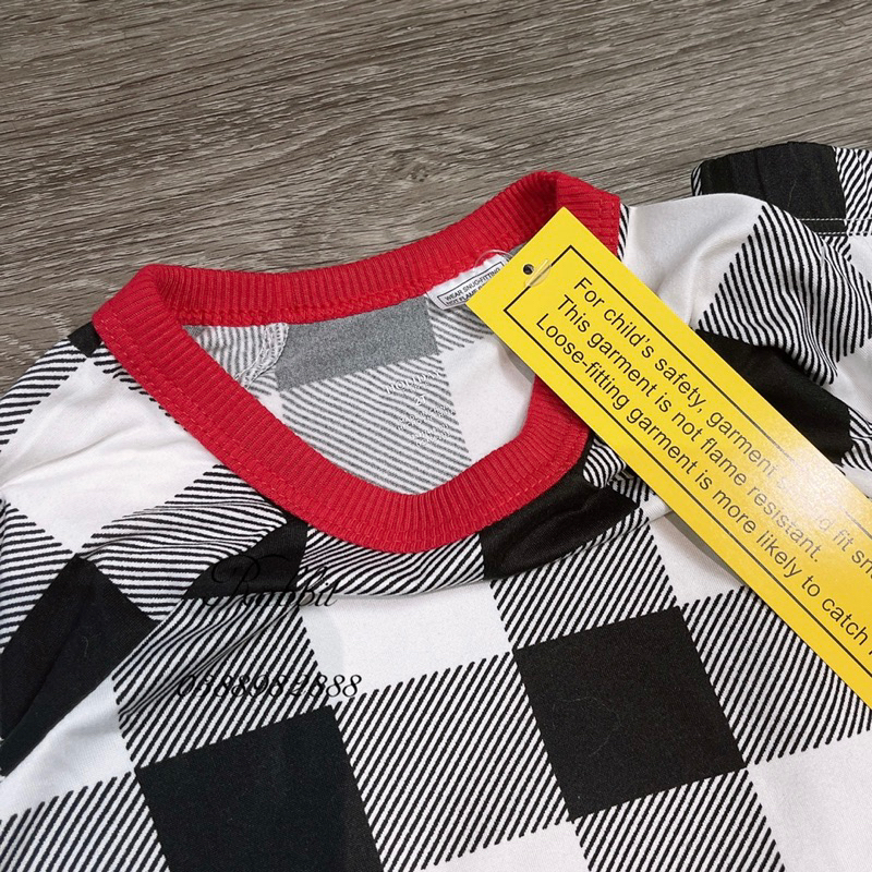 Bộ thun caro đen ghi Holiday-HÀNG SALE KHÔNG ĐỔI TRẢ