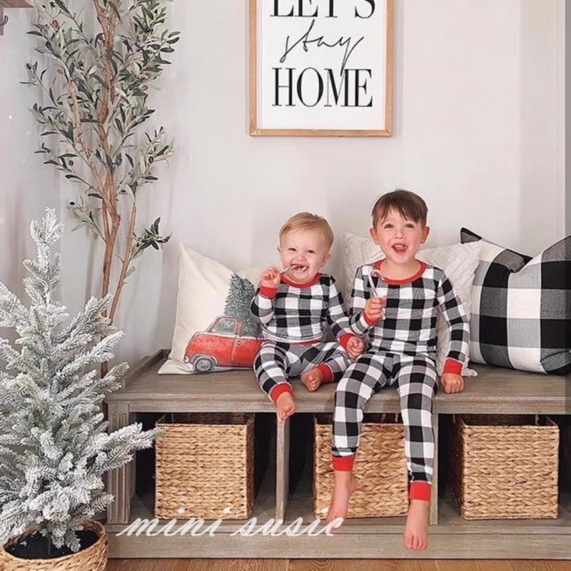 Bộ thun caro đen ghi Holiday-HÀNG SALE KHÔNG ĐỔI TRẢ