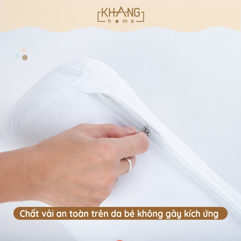 Gối Ôm Vải Xô Muslin Thêu Trái Bí Phiên Bản Halloween Cao Cấp KhangHome Thoáng Khí, Hỗ Trợ Giấc Ngủ Ngon Của Bé