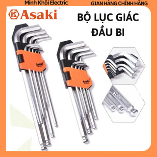 Bộ lục giác bi asaki ak-0410,ak-0412,ak-0413, bộ lục giác bông hoa thị, hoa khế asaki thép không gỉ,cây lục giác đầu bi