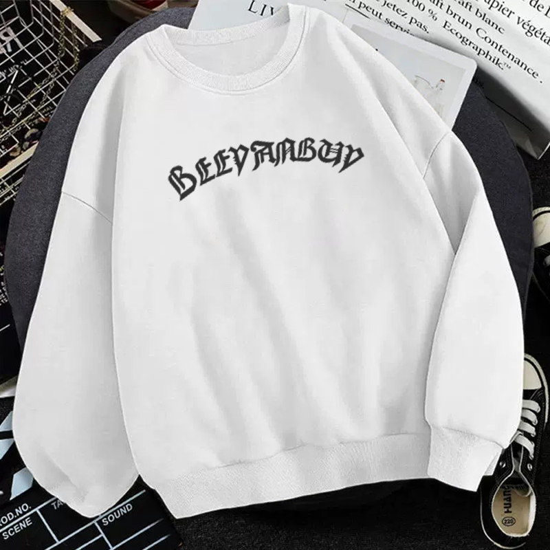 FOCUS local brand vintage Trắng long sleeve women áo nỉ sweater cổ tròn unisex oversized levents 100%cotton