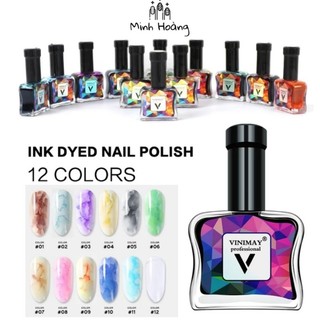 Cồn loang trang trí móng tay set 12 màu hãng Vinimay ( tạo loang vân đá )