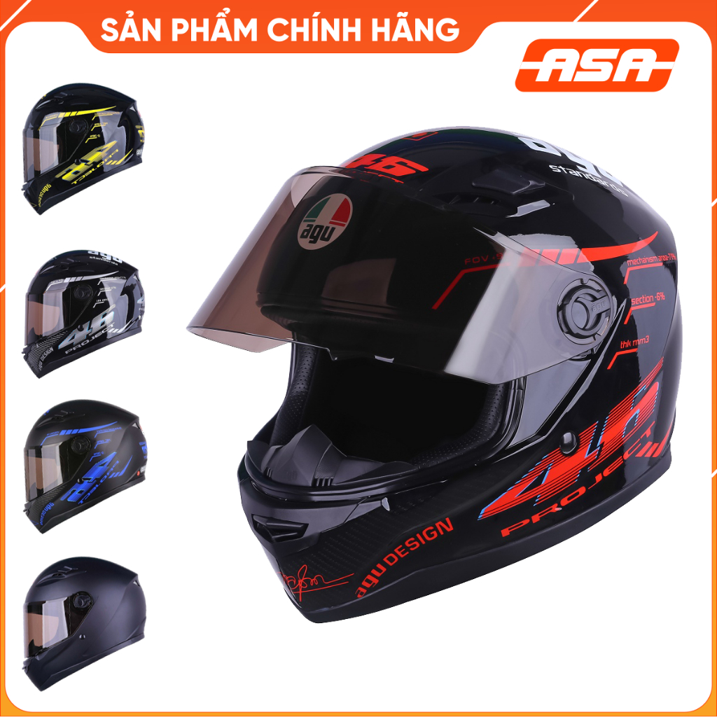 Mũ Bảo Hiểm Fullface AGU Siêu Chất - BH Chính Hãng 12 Tháng (TẶNG Khăn Trùm Ninja)