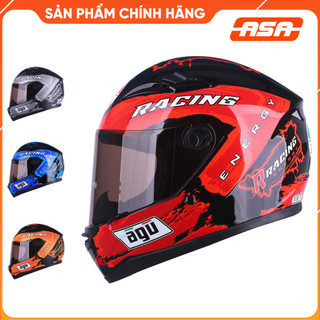 Mũ Bảo Hiểm Fullface AGU Tem Racing 15 - MŨ FULLFACE TẶNG CẶP SỪNG+ đuôi gió - SỐ LƯỢNG CÓ HẠN - ASA HELMETS