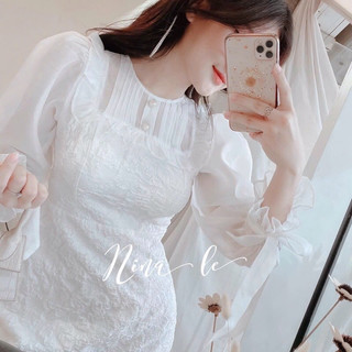 Đầm gấm phối voan