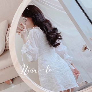Đầm gấm phối voan