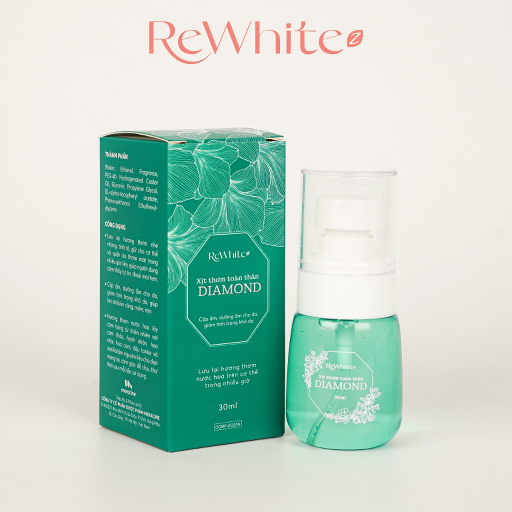 Xịt Thơm Toàn Thân Body Mist Diamond ReWhitez, Hương Nước Hoa Cao Cấp, Giúp Làn Da Mềm Mại Lưu Hương 7-8 Giờ, Lọ 30ml