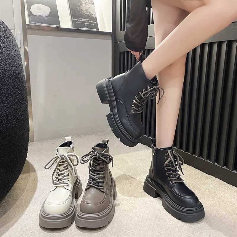 Giày Boot ulzzang vitage MAKA - Boot thời trang mix 2 dây cao cấp