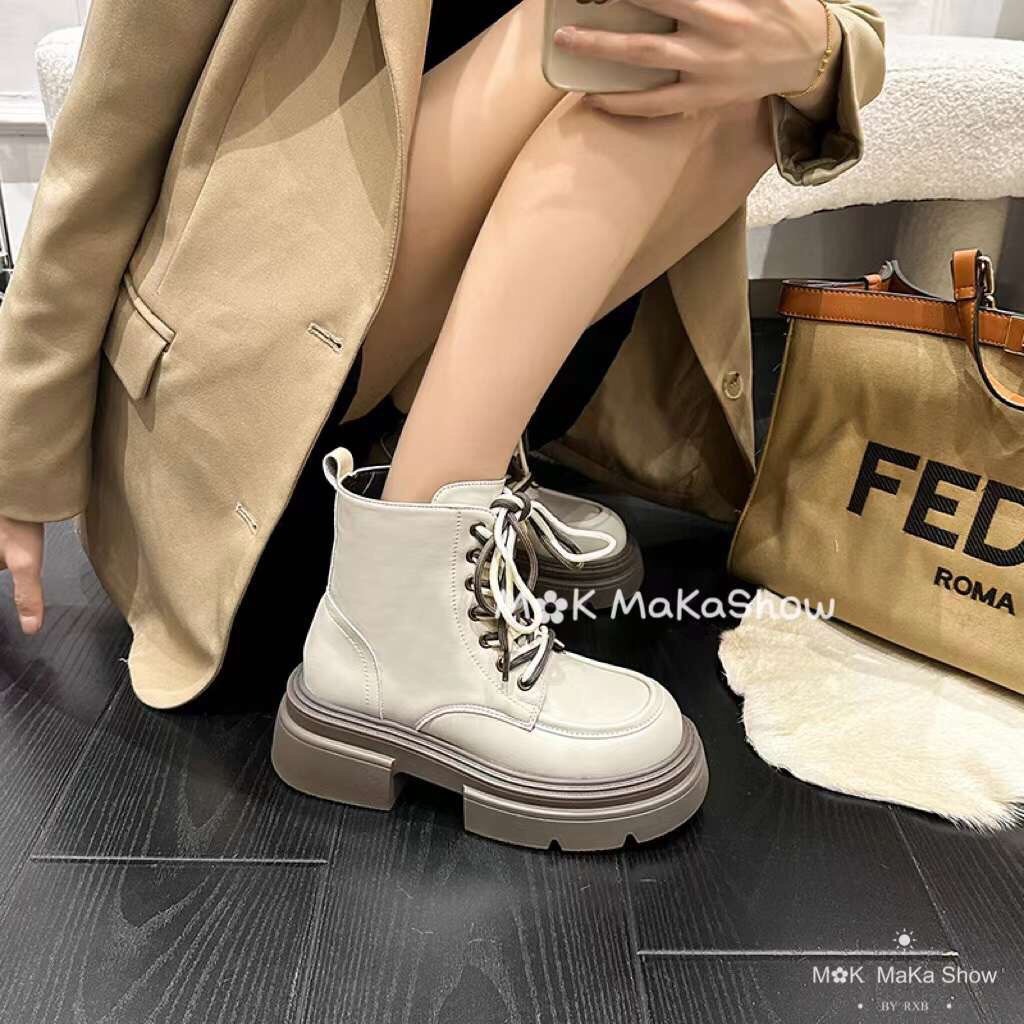 Giày Boot ulzzang vitage MAKA - Boot thời trang mix 2 dây cao cấp