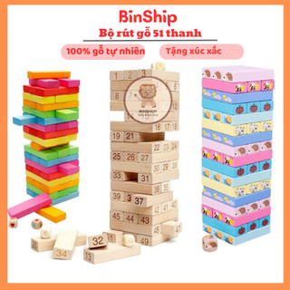 Đồ chơi rút gỗ thông minh size lớn 48-54 thanh , thanh gỗ đều láng mịn, đồ chơi thông minh